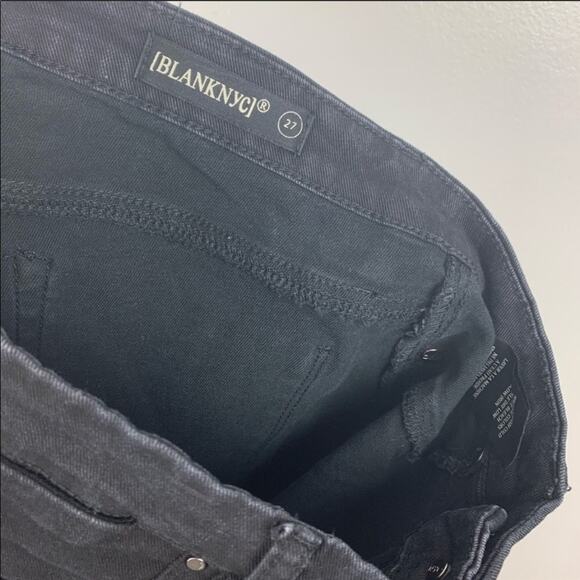 BLANK NYC REVOLVE Mid Rise Black Fringe Raw Hem Skinny Straight Denim Jeans 27 - Picture 3 of 8